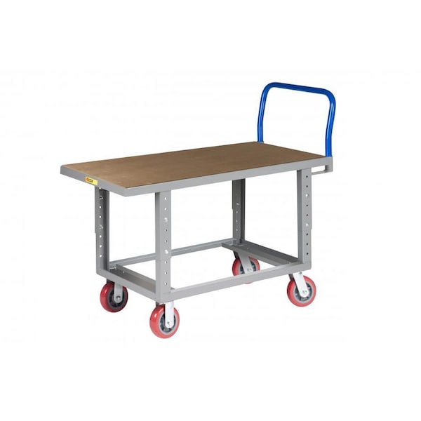 Work-Ht Platform Truck, 2000 lb, Butcher Block, Lower Shelf, Fixed Ht